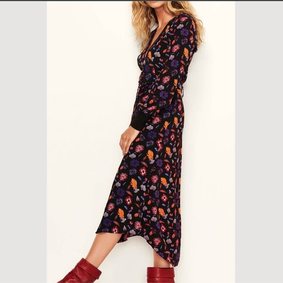 ba&sh Dresses & Skirts - Ba&Sh Malny *no black cuff* Floral Midi Long sleeves Shirt Dress sz 1